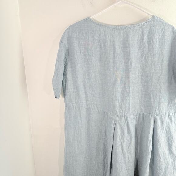 Lin Nature 100% Linen Light Blue Short Sleeve Lightweight Dress 42 Medium Large - Picture 12 of 14
